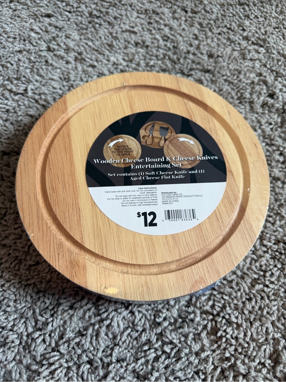 Wooden Cheese Board & Knife Set - Natural Wood
